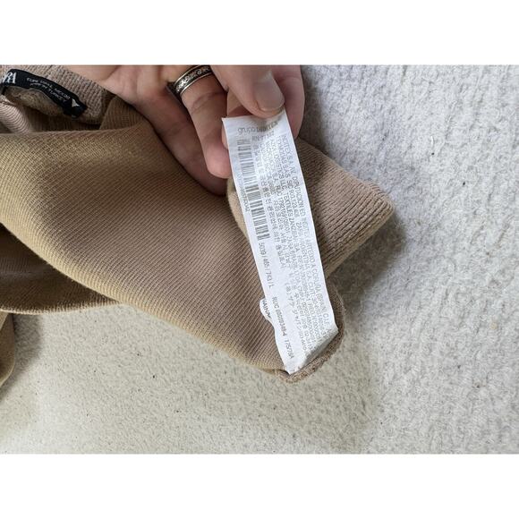 Zara Pants Womens Large Brown Tan Baggy Wide Leg Pull On Soft Knit Y2K Boho - Picture 15 of 16